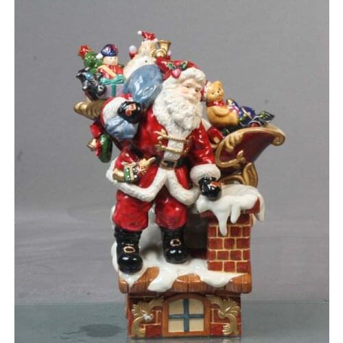 CERAMIC CRAFTS HOME DECORATION SANTA CLAUS SENDING GIFTS FIGURINE CHRISTMAS GIFT