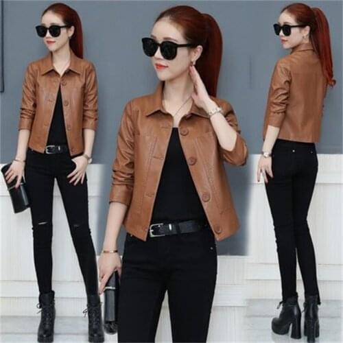 Leather jacket short section of the spring and autumn 2018 Korean version of the new BF wind loose wild jacket