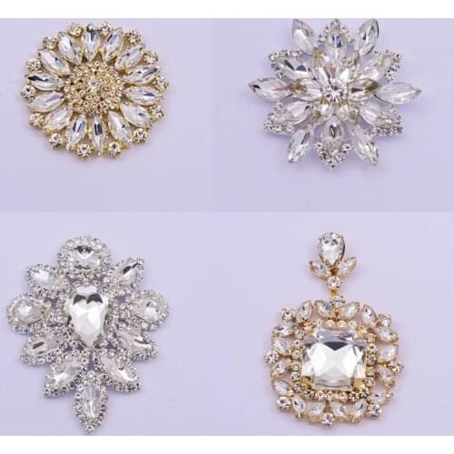 A corsage handmade with стразы rhinestone, Appliques With Flatback Glitter Sew On Rhinetones Wedding Dress A49