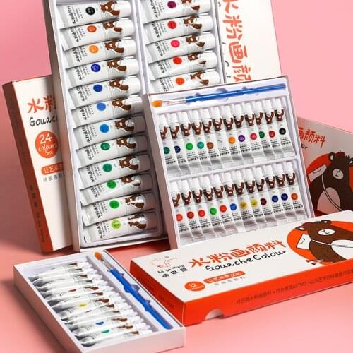 Watercolor Gouache Paint Set For Beginners 24 /12 Colors For Primary School Students Non-toxic And Washable For Children