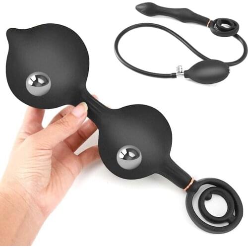 Huge Inflatable Anal Plug Prostate Massager Vagina Dilator Anus Expansion Beads Big Butt Plug Anal Sex Toys For Gay Men Women