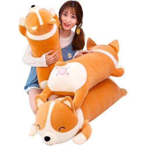 60-120cm Giant Size Cute Corgi Dog Plush Toys Stuffed Animal Puppy Dog Pillow Soft Lovely Doll Kawaii Christmas Gift for Kids
