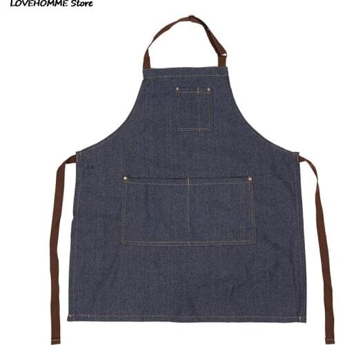 1pcs Practical 71x65cm Blue Denim Simple Aprons Uniform Unisex Jeans Aprons Mens Ladys Kitchen Cooking Gifts