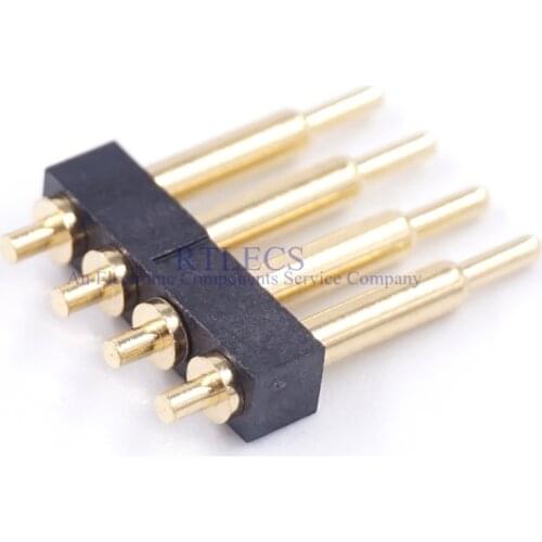50pcs Spring Loaded Pogo Pin Connector 4 Pin 2.54 mm Pitch 10 10.5 11 12 13 15 16.5 18 20.5 mm Height Single Through Holes PCB