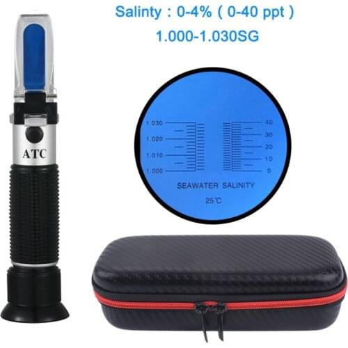 0-4% Salt Refractometer hand held 20-40ppt(1.000-1 .030) Refractometer Salinity Reference for Aquarium Seawater Monitoring