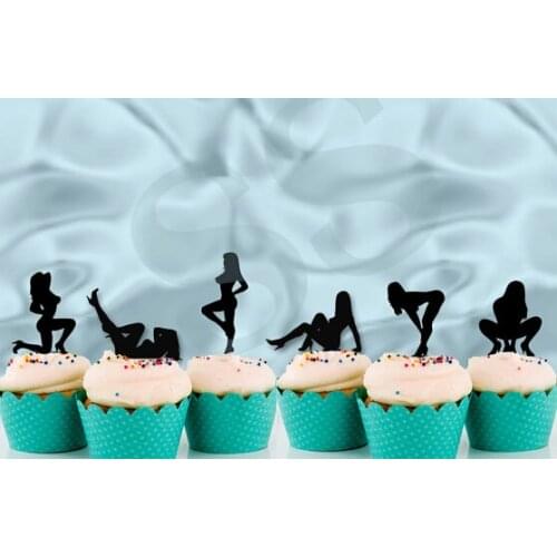 Sexy giirls Silhouette paper cupcake toppers Bachelorette Hem night music Party wedding birthday baby shower party toothpicks
