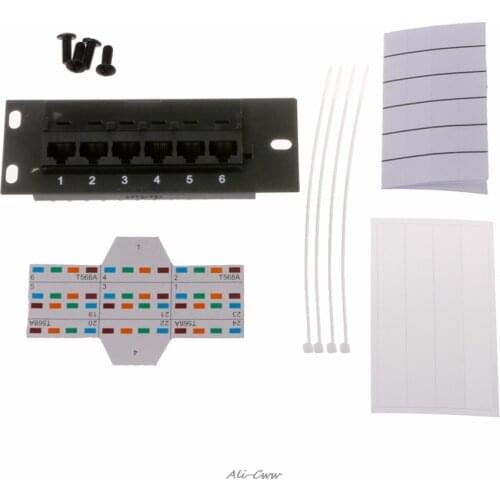 6 Port Ethernet LAN Network Adapter CAT5 CAT5E Patch Panel RJ45 Networking Wall Mount Rack Mount Bracket High Quality