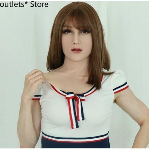 Mask Silicone Artificial Realistic Long Neck Mask for Crossdresser Halloween Transgender Shemale Sexy Cosplay