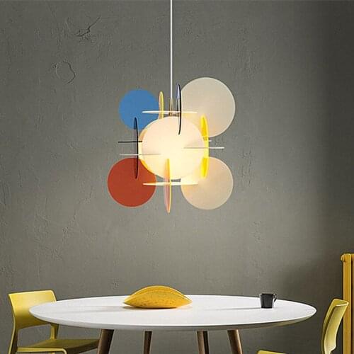 Modern acrylic chandelier LED living room Nordic Creative splice macaron lamp colorful children room hanging bar chandelier