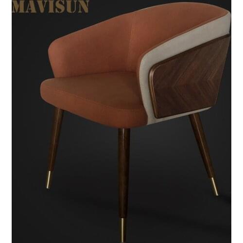 Post Modern Simple Creative Ins Home Restaurant Solid Wood Chair Leather Backrest Stool Leisure Chairs For Living Room Kitchen