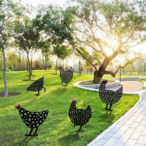 Garden Decoration Outdoor Metal Birds Plasctic Hen For Easter Gardening Ornaments Yard Acrylic Art Backyard Lawn Stakes Decor