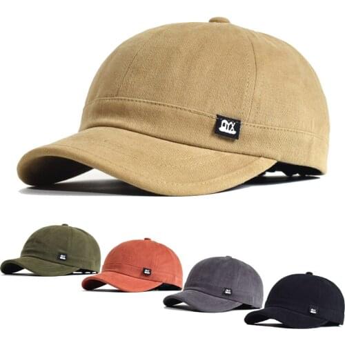 Vintage Short Brim Baseball Cap Cotton Men Women Soft Dad Hat Adjustable Trucker Style Low Profile Caps