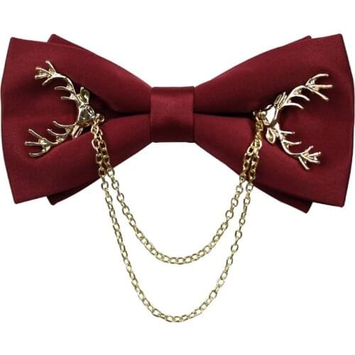 Upscale White Shirt Tassel Chain Rhinestone Bow Tie Bowtie Wedding Best Man Bowknot Red Luxury Tie Formal Dress Gifts for Men