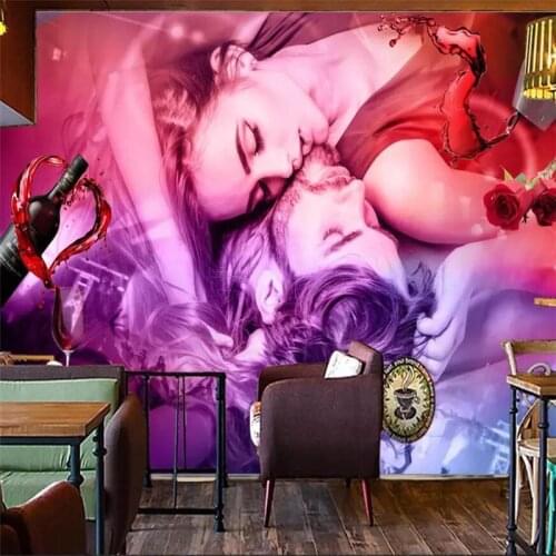 Wellyu European and American style sexy men and women bar background wall custom large mural green wallpaper papel de parede