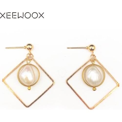 XEEWOOX 2019 New Fashion Fancy Fresh Water Pearls Natural Stone Beads Drop Earrings for Women Gift