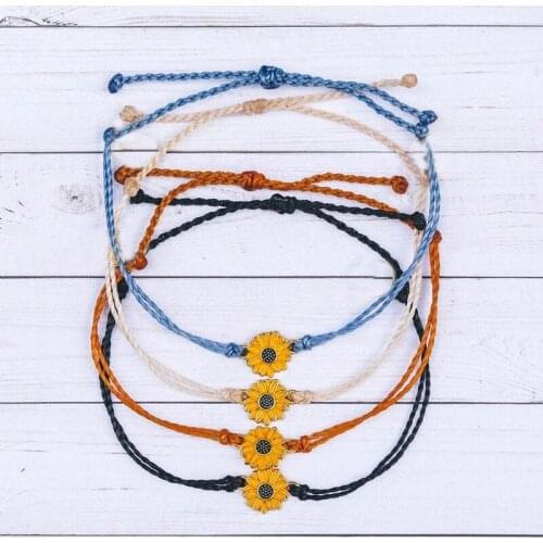 Pulseira feminina masculina jewelry sunflower charm bracelet string boho women friendship bracelets femme armbanden voor vrouwen