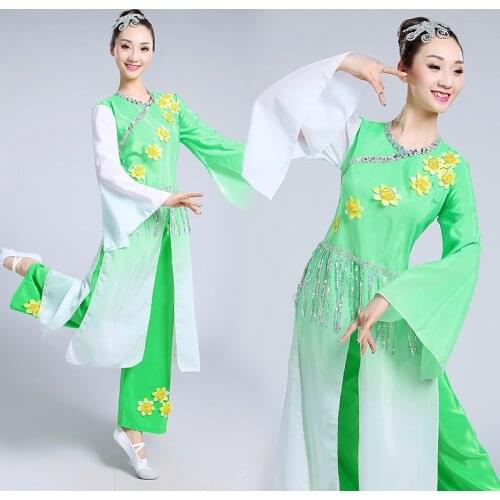 Adult Womens Chinese Yangko Dress Costume Chinese Classic National Lady Dancing Clothes Female Stage Performance Wear
