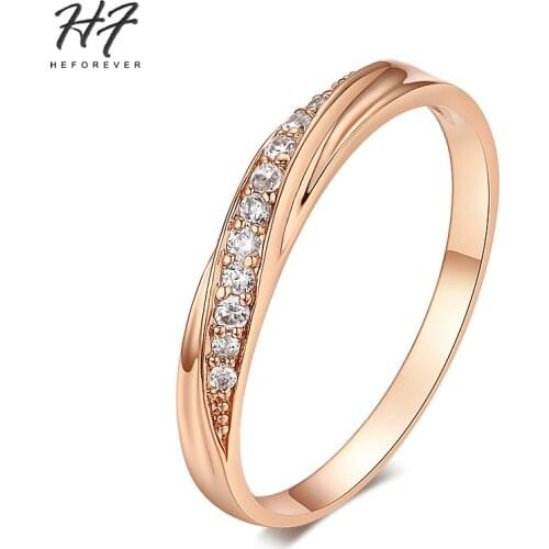 Rings For Women Female Engagement Wedding Promise Women' Ring Fashion Jewellry Simple Rose Gold Cubic Zirconia Jewelry R314