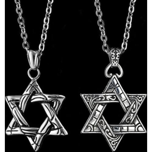 Star Of David Pendant Israel Chain Necklaces Men Women Stainless Steel Judaica Silver Color Jewish Jewelry