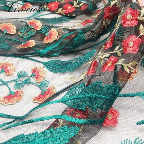 1meter 135cm French Net Lace Fabric Latest african guipure lace fabric with embroidery mesh tulle net yarn lace fabric