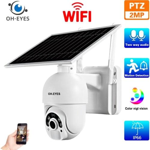 1080P Wifi CCTV PTZ IP Camera with Solar Battery Powered Outdoor Two Way Audio Security Surveillance Camera Wirless 2MP IP Cam
