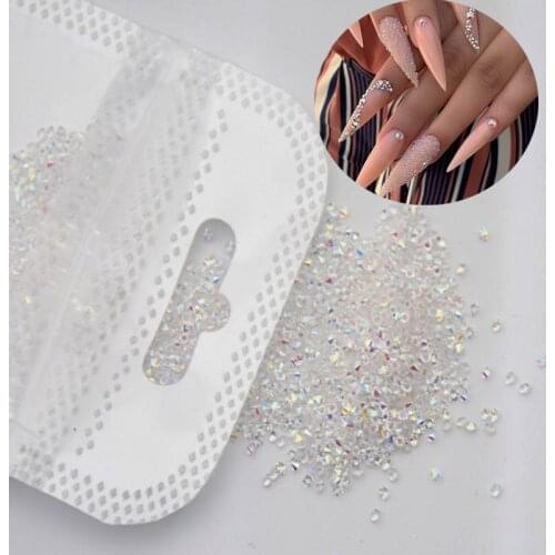 1440Pcs/Pack Mini Nail Rhinestone Crystal 1.1mm-1.6mm 3D Micro Glass DIY Gems Glitter Nails Art Decorations