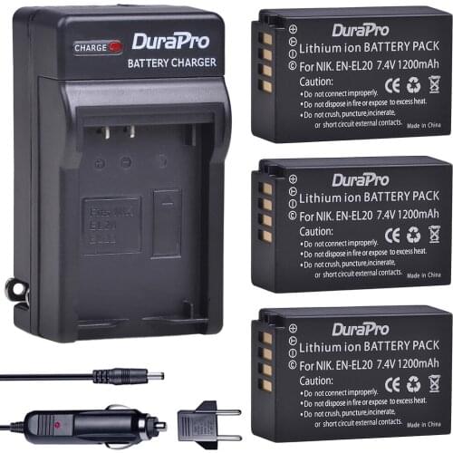 3pc EN-EL20 EN EL20 ENEL20 Rechargeable Li-Ion Battery + Car Charger + EU Plug for Nikon 1 J1 J2 J3 S1 Free Drop Z1 Camera