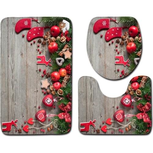 3D christmas bathroom toilet three floor mat bathroom carpet