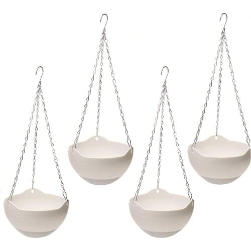 4PCS Hanging Planters White Indoor Outdoor Planting or Storage Garden Planters for Plants,Flower Pot Container