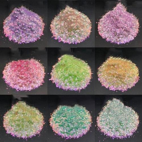 50g Mylar Glitter Flakes Nail Art Chunky Glitter Flake Color Shift Iridescent Face/Eye Nail Glitter Rainbow Unicorn Glitter