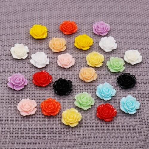 50Pcs Cute Vintage Resin Rose Flowers Flatback Cabochon Embellishment Accessories DIY Scrapbooking Craft Making Decorations