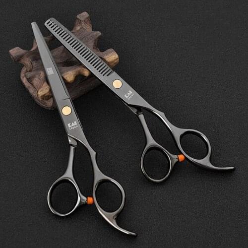 6.0 inch Black New Professional Hairdressers Hair Scissors Barber Scissors Set Cutting Scissors Thinning Scissors Modeling Tools