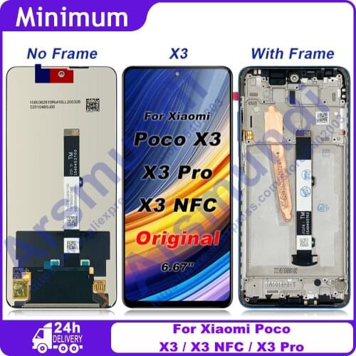 6.67" Original For Xiaomi Poco X3 / X3 NFC LCD Display Touch Screen Digitizer Assembly Replacement For Xiaomi PocoX3 M2007J20CG