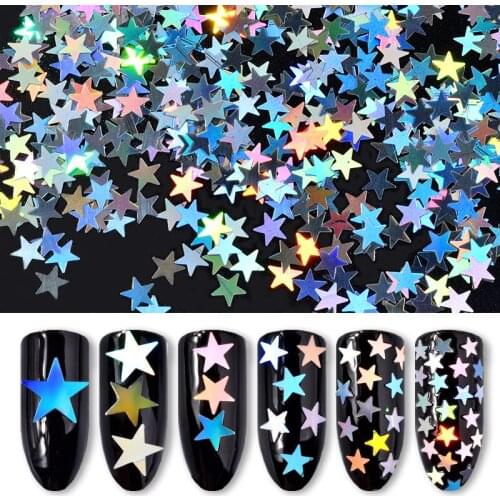 6 Box Nail Art Decoration Star Holographic Hexagon Glitter Ultra Thin Sequins Colorful Laser Gel Nail Polish DIY Tips Decoration