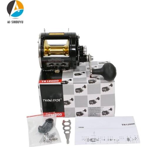 High Strength Carbon Washer Drum Fishing Wheel 8BB Boat Fishing Reel 3.4:1 Casting Fishing Reel Max 25kg Aluminium Spool TR12000