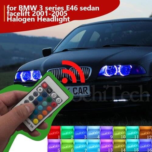 Angel Eyes Tuning RGB LED Halo DRL Car Lights Accessories Retrofit for BMW 3 series E46 sedan facelift 2001-05 Halogen Headlight