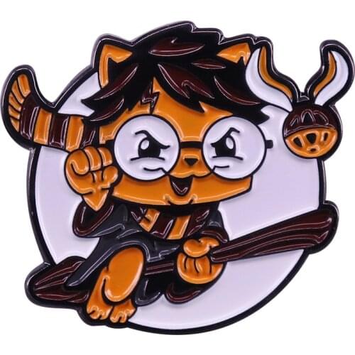 Hairy pawter Badge Norris the cat brooch furry kids enamel pin kitten lovers gift