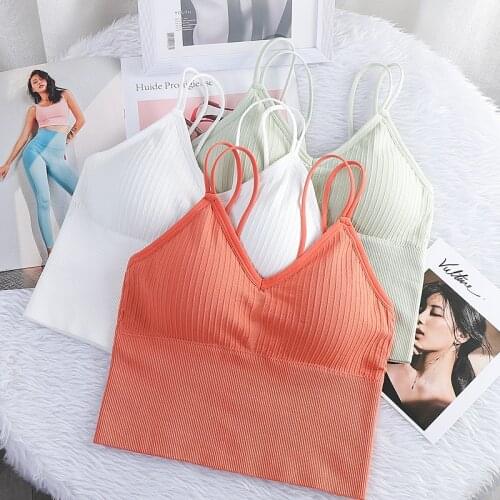 Bralette 2021 Summer Fashion With Removable Padded Camisole Female Streetwear Seamless Underwear Women Tank Crop Top
