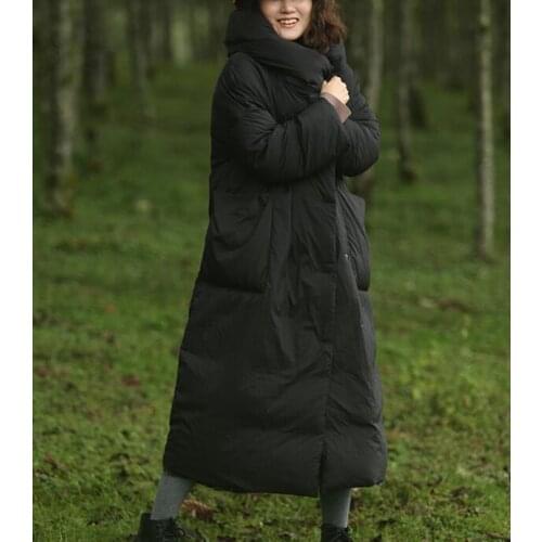 Black Any Size Long Down Coat Women Winter Duck Down Jacket Hooded Reserved for svetlana khmara