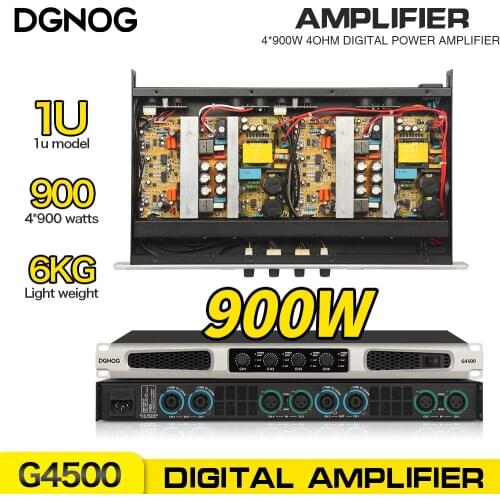 Digital Power Amplifier Professional 4 Ohm 900W*4 Class D Sound Audio Power Amplifier 1U DJ Stage Perform AMP G4500