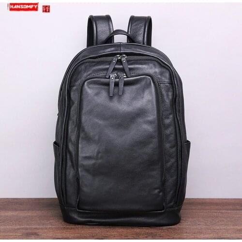 Business Casual Mens Backpack Portable Dual-Use Large Capacity Travel Backpack Soft and Comfortable Handmade Computer Bag