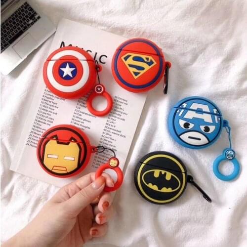 DHL 50pcs Cartoon Silicone Case for Apple Airpods Accessories Bluetooth Earphone Box Protective Cover Bag with Finger Ring Strap