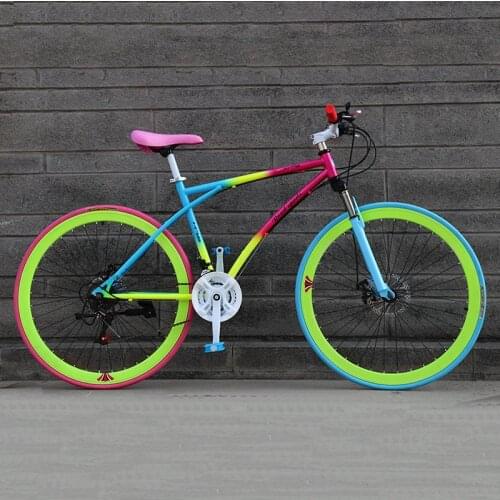 24/26-Inch 21-Speed Road Bicycle 40-Blade Rim Double Disc Brake Solid Tire Shock Absorption Bike Adult Students