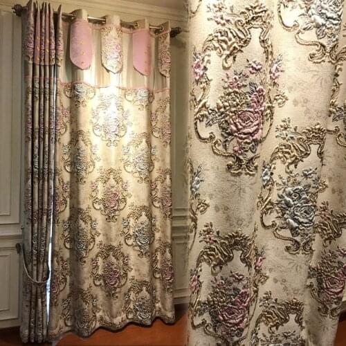 European luxury curtains French relief embroidery European living room dining room master bedroom product customization curtains