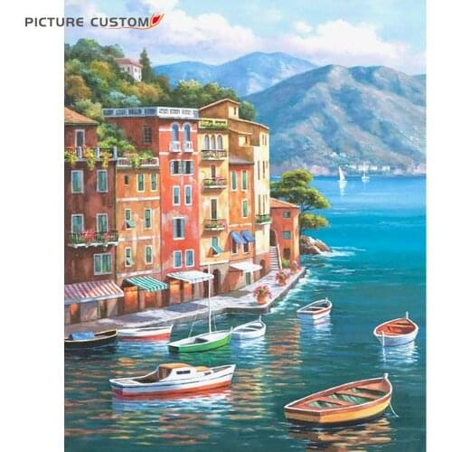 Sea Scenery Picture DIY Oil Painting By Numbers Kit Acrylic Paint By Numbers Art Work Unique Paintings Art on Canvas By Numbers