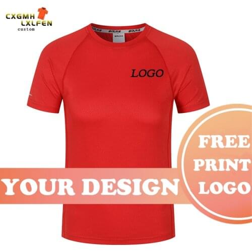T-shirt top 6-color custom logo short-sleeved high-end cotton flashing fabric quick-drying round neck printing DIY brand text LS