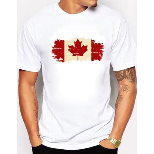 Canada Flag Fashion Tee shirts 100% Cotton Short Sleeve T-shirts Canadian Maple Leaf Summer Style T shirts Men