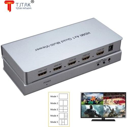 HDMI 4x1 Quad Multiviewer HDMI Switcher 4 In 1 Out 1080P splitter Seamless Switcher 4 in 1 out for HDTV PC monitor