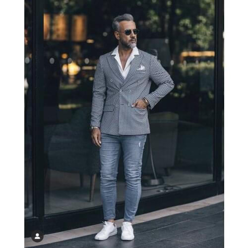 Costume Homme 2021 Mens Houndstoot Jacket Fashion Mens Herringbone Coat Mens Tweed Coat Fall Winter Sport Coat Only For Man