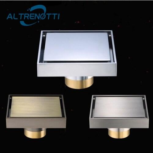 Invisible Floor Drain Square Brass Bathroom Shower Great Cover 10*10 Tile Hidden Insert Strainer Water Waste House Hardware